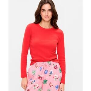 Old Navy Red Ribbed Long Sleeve Plush Tee Women’s Size L EUC